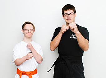 two people pretending to karate chop