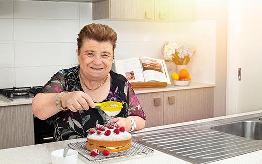 lyn baking in her shared living home
