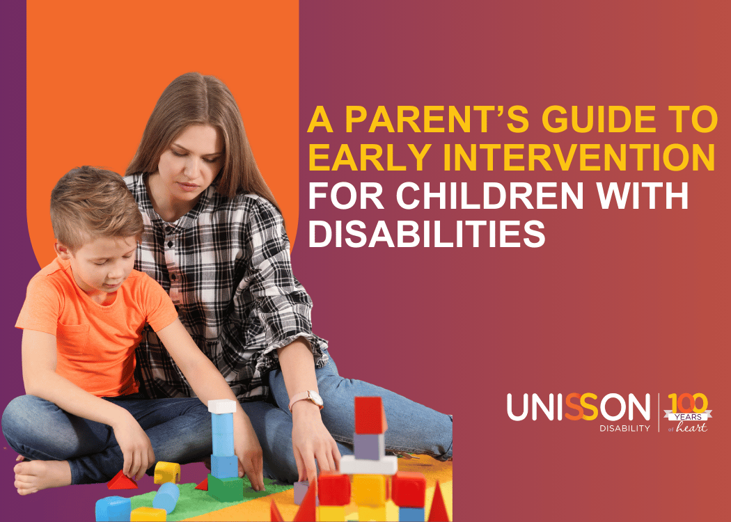 Mother and child playing with colourful wood blocks